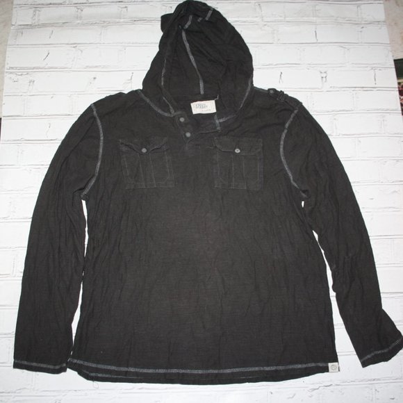 Men's Black long sleeve hooded shirt by Free Planet X-Large - Picture 1 of 4